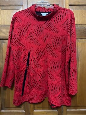Multiples Red with Black Dot Wave Pattern and Side Zip